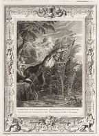 KG 12646
<br/>
Tempel der Muzen: Pan achtervolgt Syrinx, die in riet verandert
<br/>
<em>Picart, Bernard (1673-1733)</em>